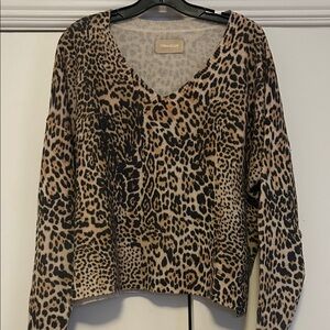 Zadig & Voltaire Leopard Print V-Neck Cashmere Sweater